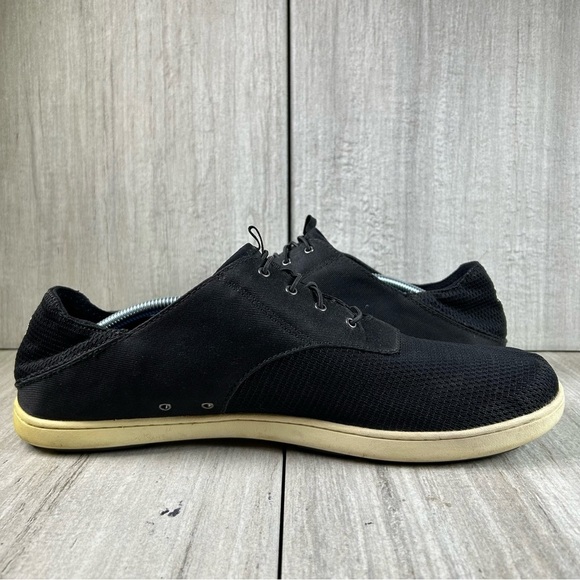 OluKai Nohea Moku Black Slip On Lace Up Collapseable Heel Sneaker Mens Size 13 - Picture 2 of 10